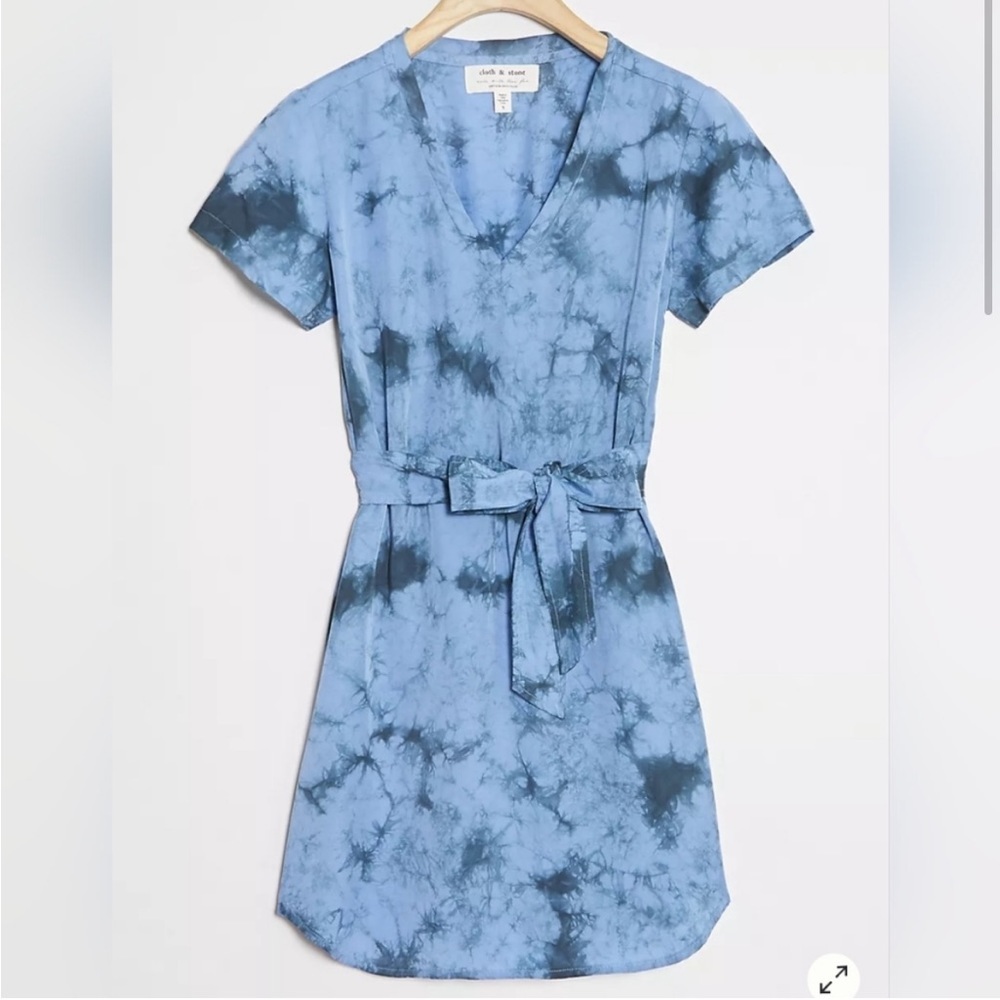 Anthropologie Blue Tie-Dye Dress